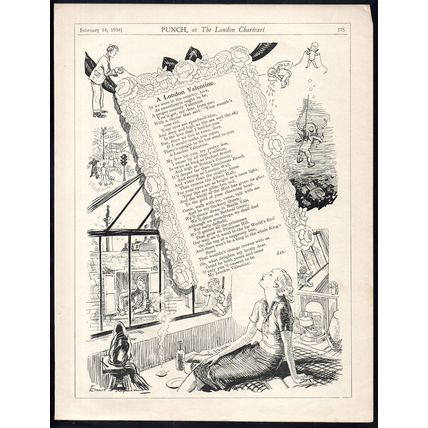 A LONDON VALENTINE 1934 Ernest Howard Shepard PUNCH CARTOON PAGE