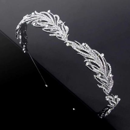 Head Band Headband Hoop headpiece Women Silver Crystal Leaf Feather Party Hair