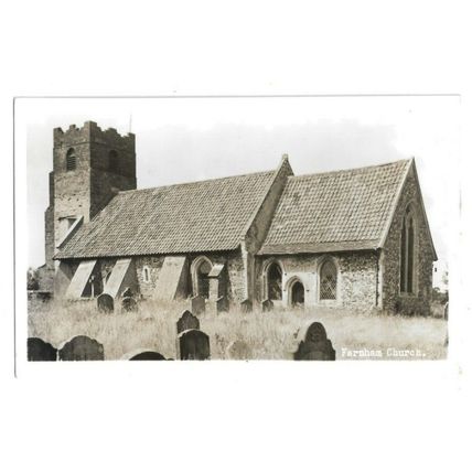 Farnham Church, Suffolk, RP Postcard.