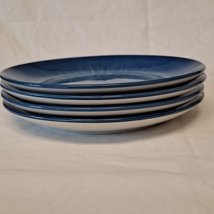 NEW Lot 4 Royal Norfolk BLUE BURST 7 1/2" Salad PLATES Spiral Tie Dye Serving