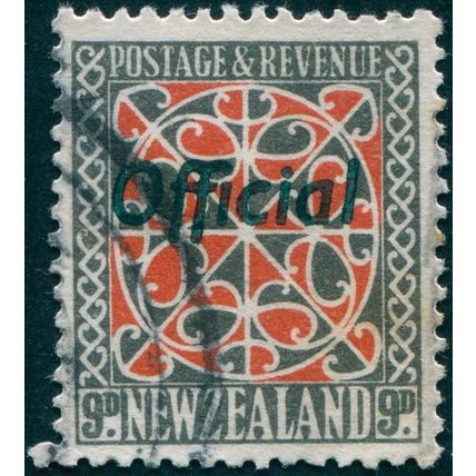 New Zealand 1938 9d red & grey-black Perf 13½x14 Official SGO129 used