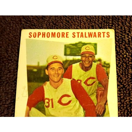 1960 Topps 32 Sophomore Stalwarts Jim O'Toole - Vada Pinson 3.5 VG+ Creases