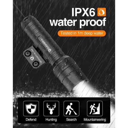TOUGHSOUL Mlok Green Laser Tactical Flashlight 1250 Lumens, Rechargeable Flashli
