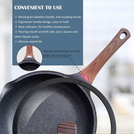 Vinchef Nonstick Deep Frying Pan Skillet with Lid, 11In/5Qt Saute Pan, German 3C