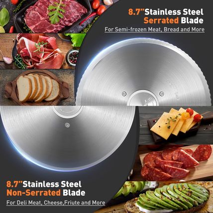 Meat Slicer,Cusimax Electric Deli Meat Slicer with 2 Removable 8.7''Stainless St