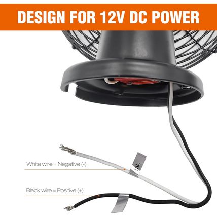 Facon 12V RV Cooling Fan with 2 Speed Switch, Dia: 8-3/4’’, Heavy Duty Black Met