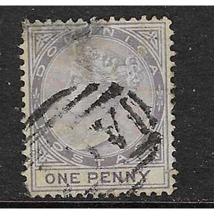 DOMINICA 1877-9 QV WMK CROWN CC 1d LILAC USED SG5 THIN