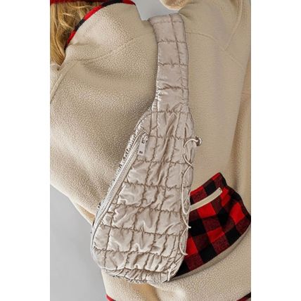 White Marshmallow Quilted Drawstring Decor Sling Bag