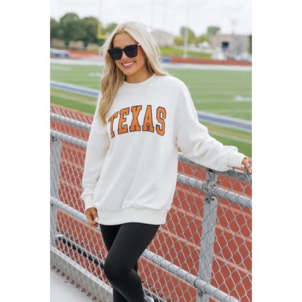 White TEXAS Graphic Drop Shoulder Crewneck Sweatshirt