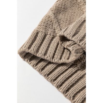 Simply Taupe Cable Knit Colorblock Satin Bowknot Short Sleeve Sweater