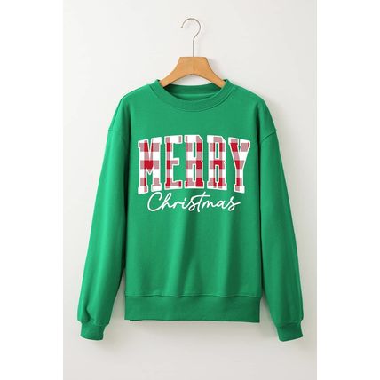 Dark Green Merry Christmas Heat Transfer Graphic Sweatshirt