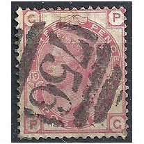 1876 SG144 3d Rose Plate 19 Good Used Check Letters "PE".