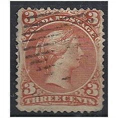 Canada 1868 SG49 3c Red-Brown Fine Used ..