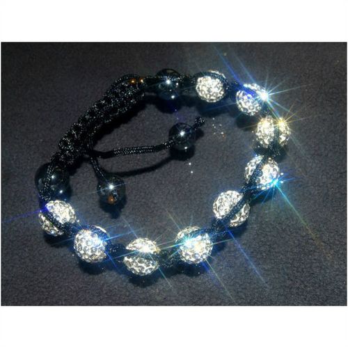 White Disco Balls Crystal Black Hematite Shambala Bracelet Bangle Jewellery 1792
