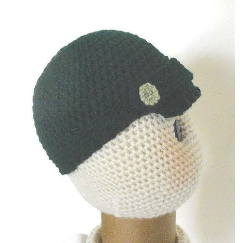 Hat #H10 unisex visor beret newsboy beanie cap crochet 6 - 12 months