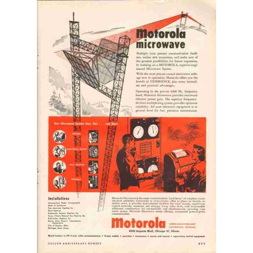 motorola microwave 1951 oil gas pipeline radio equipment vintage ad
