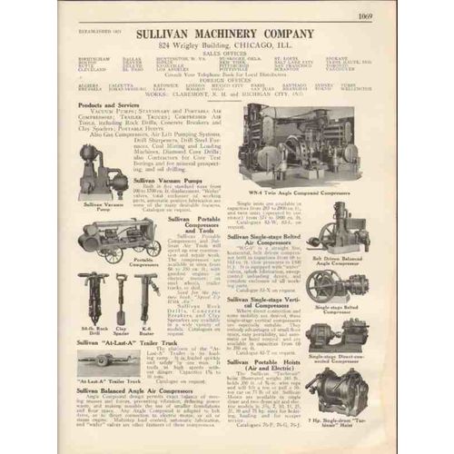 sullivan machinery company 1931 vacuum pump compressor vintage catalog
