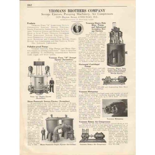 yeomans brothers company 1931 sewage ejectors pumps vintage catalog