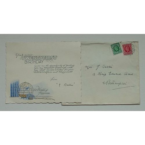 VINTAGE 21st BIRTHDAY CARD 1935 PH12