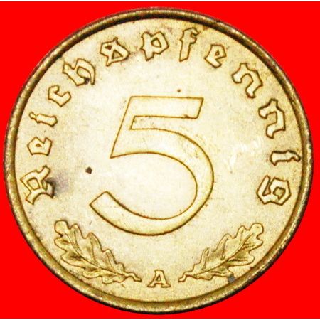 SWASTIKA: GERMANY ★ 5 PFENNIG 1939A! MINT LUSTER! LOW START ★ NO RESERVE!