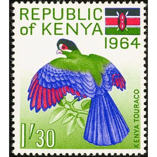 Kenya QEII 1964 Republic 1s 30c Hartlaub's Turaco Unmounted Mint MNH SG 18 stamp