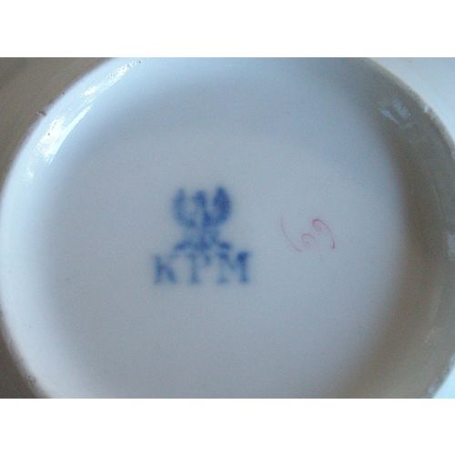 Antique German KPM Krister Porzellan-Manufaktur Rose And Gilt Saucer