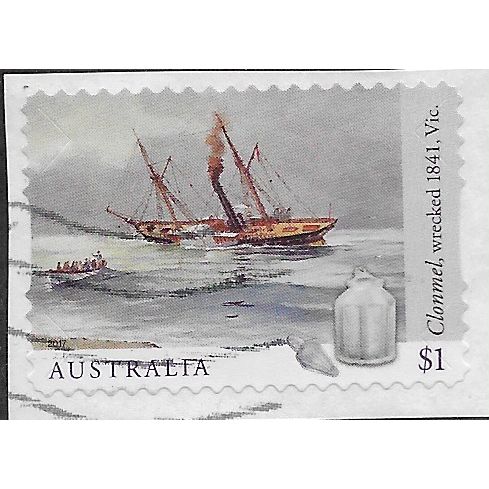 AUS 2017 $1.00 (S/A) 'SHIPWRECKS -CLONMEL' ON PAPER FINE USED (EBID25-862)