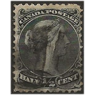 Canada 1868 SG53 1/2c Black Stout WOVE Paper Good Used . .. .