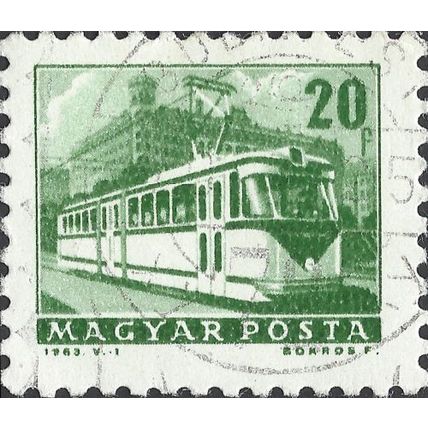 HUNGARY, RAIL, Articulated tram, green 1963, 20f, #3