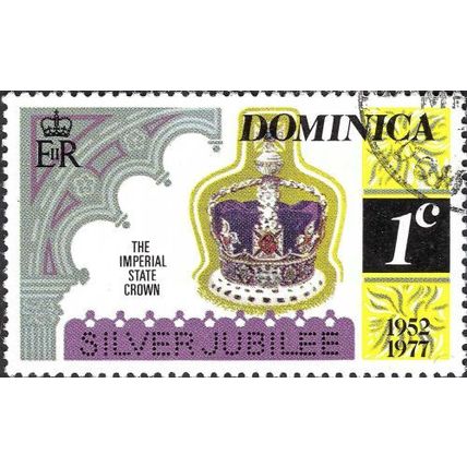 DOMINICA, Silver Jubilee Queen Elizabeth II, violet & yellow 1977, 1c