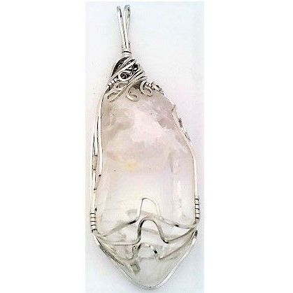 Quartz Crystal Stainless Steel Wire Wrap Gemstone Pendant 5