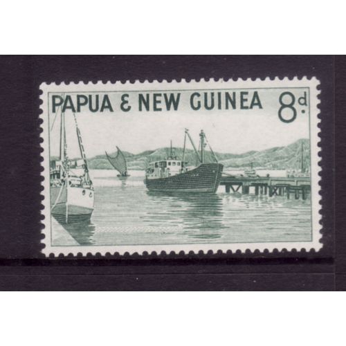PAPUA NEW GUINEA 1963 8d WATERFRONT PORT MORESBY GREEN SG 47 M / MINT