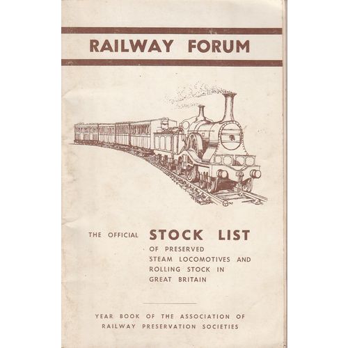 Railway Forum Stock List of Locos & Rolling Stock 1975 by John True