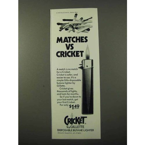 1972 Cricket Disposable Butane Lighter Ad