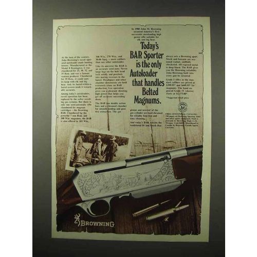 1978 Browning BAR Sporter Rifle Ad - Belted Magnums