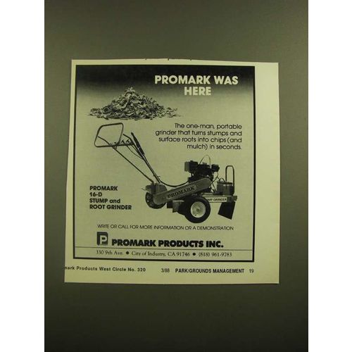 1988 Promark 16-D Stump and Root Grinder Ad