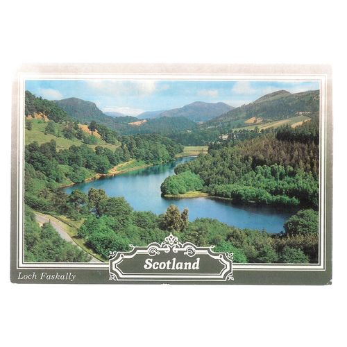 LOCH FASKALLY, PITLOCHRY , SCOTLAND used postcard 1989 #