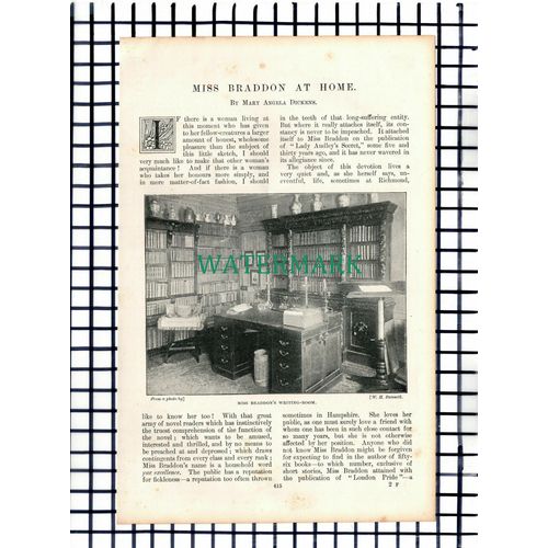 (8282) Miss Braddon At Richmond Home Author Novelist - c.1900 Article