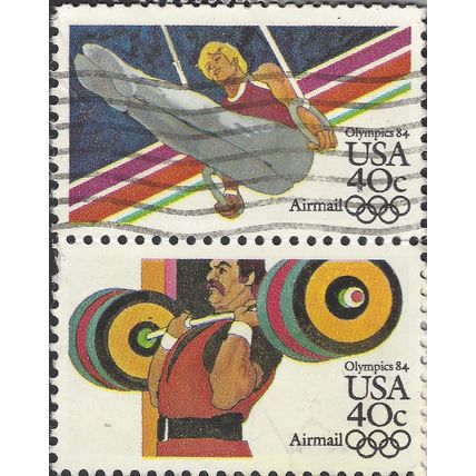USA, OLYMPICS, Los Angeles, Weightlifting, Rings, 1983, 40c, pair