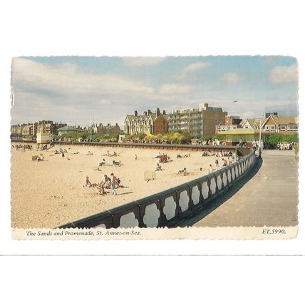 SANDS & PROMENAD, ST. ANNES-ON-SEA, LANCASHIRE. used vintage postcard 1980 pm =
