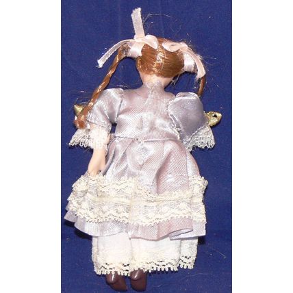 1:12th Doll Young Girl in Olive Dress Dollshouse