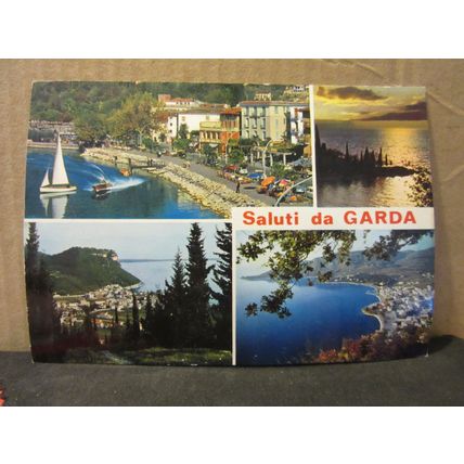 multiview, SALUTI DA GARDA, ITALY used postcard dated 1987 =