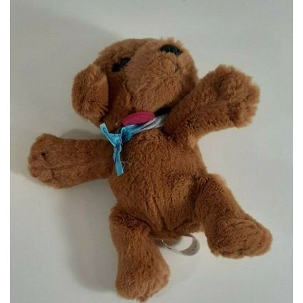 Barbie Plush Brown Dog Pink Bow Stuffed Animal Mattel 7" Glitter Collar good