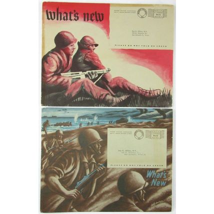 EMPTY What's New Envelopes, Lot of 6, WWII Military Art