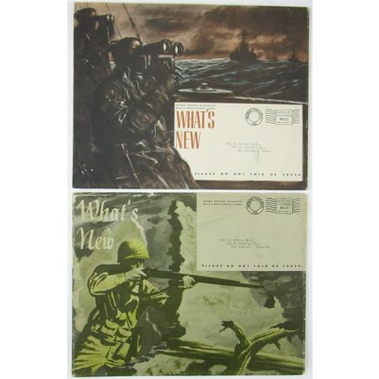 EMPTY What's New Envelopes, Lot of 6, WWII Military Art