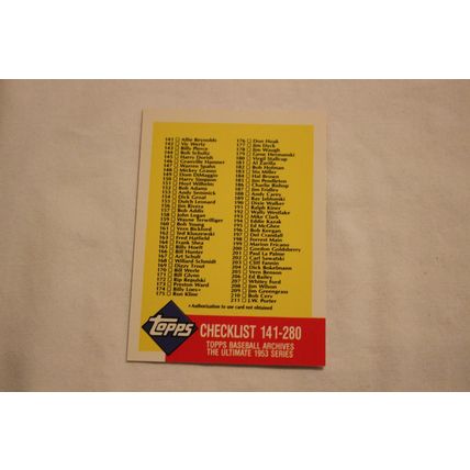 1991 Topps 1953 Archives NO. 336 CHECKLIST