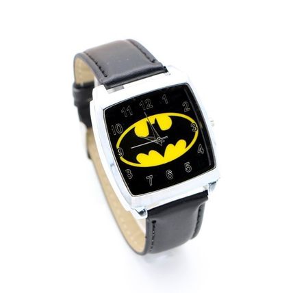 Gents Large Square Batman Watch Black Leather Strap