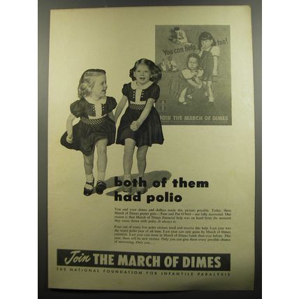1953 March of Dimes Ad - Both of them had polio