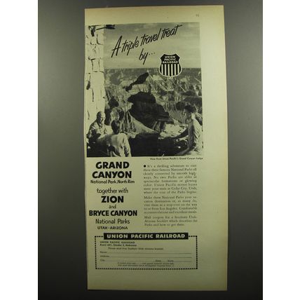 1953 Union Pacific Railroad Ad - A triple travel threat