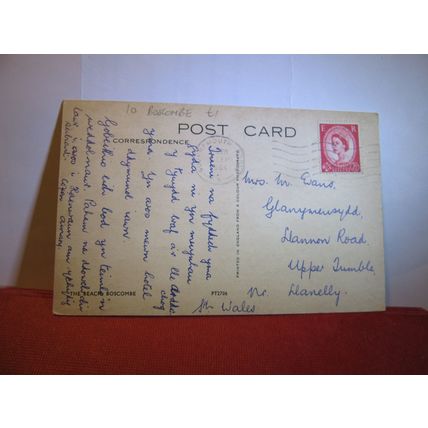 the BEACH, BOSCOMBE, DORSET used postcard 1964 pm =